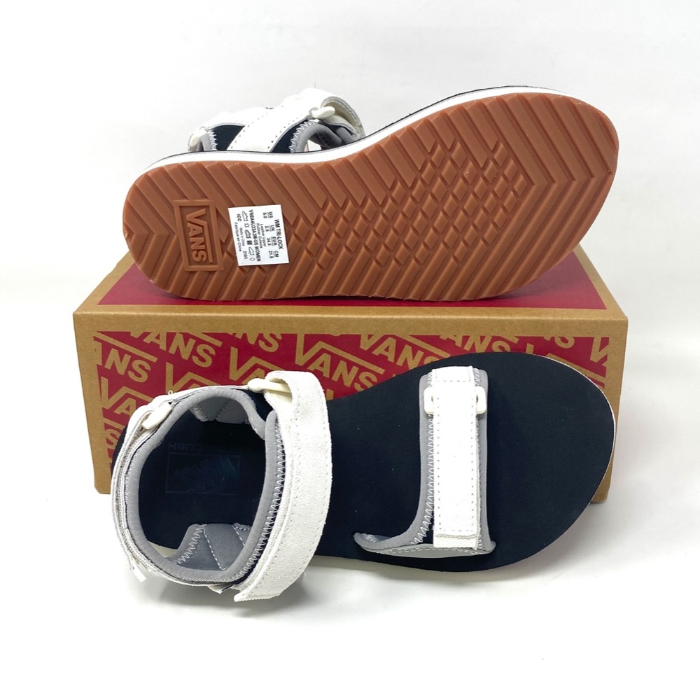 VANS Women's Size VN0A4U23A3M TRI-LOCK White Gray Black Synthetic Suede Sandals - Picture 3 of 8